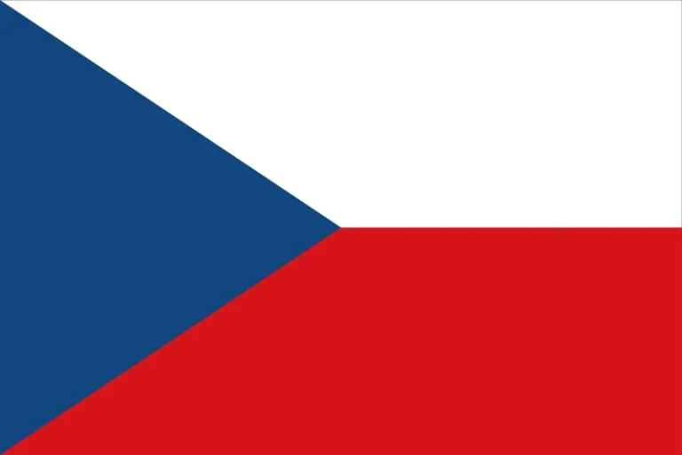 A graphic image of the Czech flag, consisting of two horizontal bands of white and red with a blue triangle extending from the hoist side.