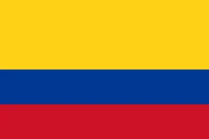 The image displays the national flag of Colombia, consisting of a horizontal tricolor of yellow at the top, blue in the middle, and red at the bottom.